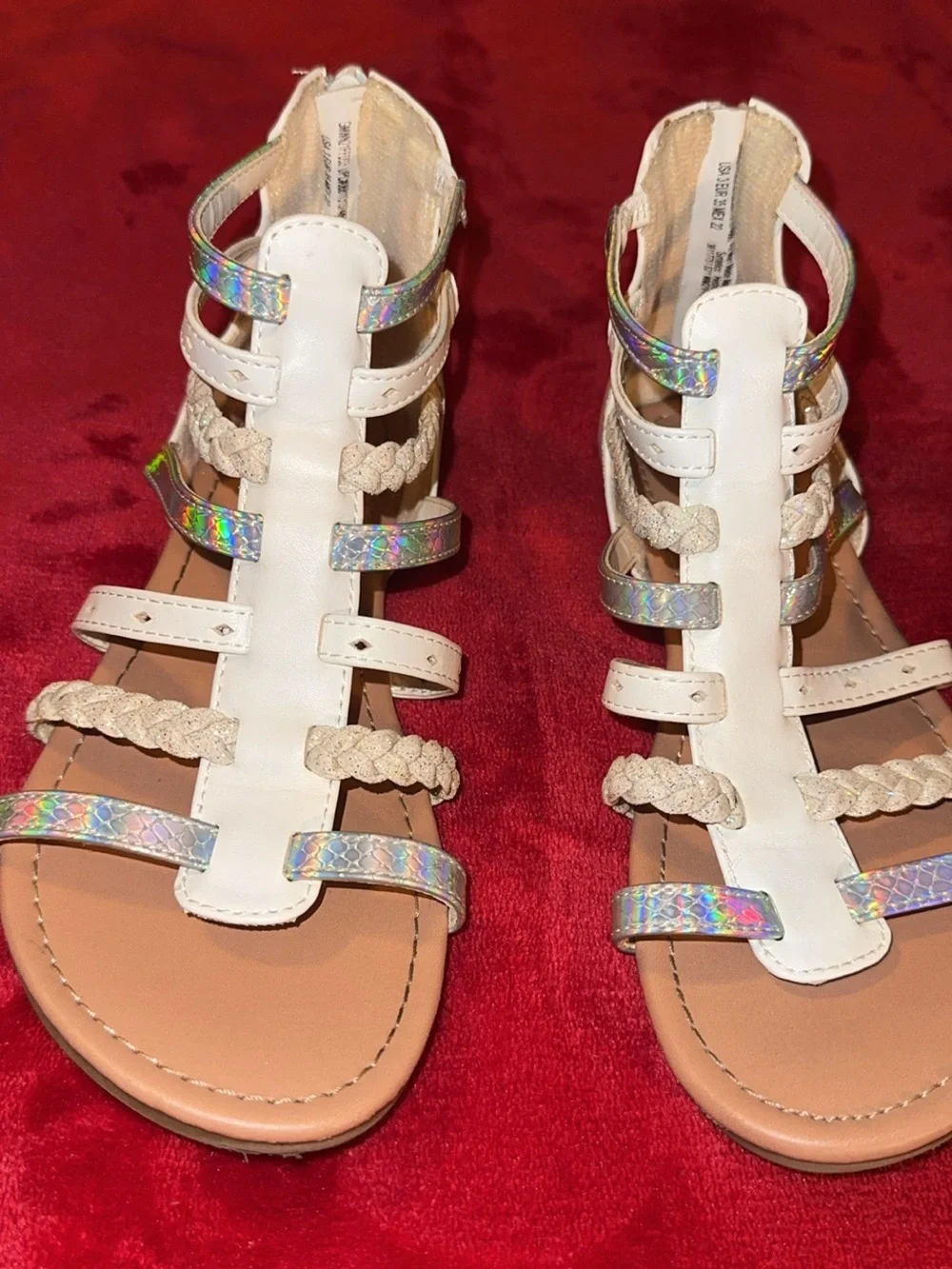 wonder nation White and Iridescent Girls Gladiator Sandals